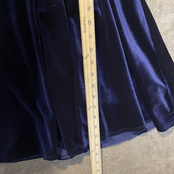 Lulus Dress Womens Small Velvet Velour Navy Blue Lace Babydoll Knee Romantic - Picture 7 of 8